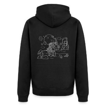 Azteken-Jaguar-Krieger Maya-Inka - Unisex Premium Bio Zip Hoodie - Schwarz - Hinten - Nico (187cm)