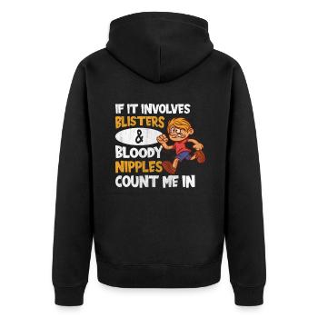 Les ampoules et les mamelons sanglants comptent pour moi dans Funny Runner - Veste à capuche bio Premium Unisexe - noir - Dos - Nico (187cm)