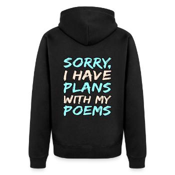 J’ai des projets avec mes poèmes poètes - Veste à capuche bio Premium Unisexe - noir - Dos - Nico (187cm)