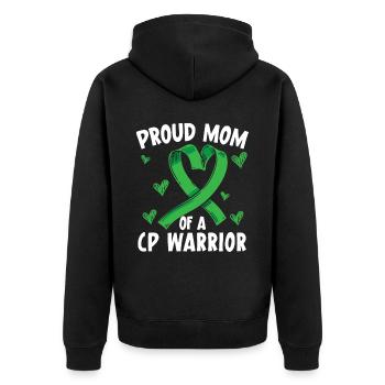Stolze Mutter einer CP Warrior Zerebralparese Mutter - Unisex Premium Bio Zip Hoodie - Schwarz - Hinten - Nico (187cm)