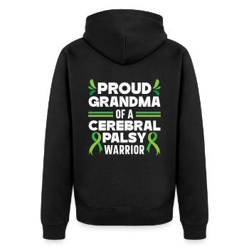 Stolze Oma einer Zerebralparese Warrior Granny - Unisex Premium Bio Zip Hoodie - Schwarz - Hinten - Nico (187cm)