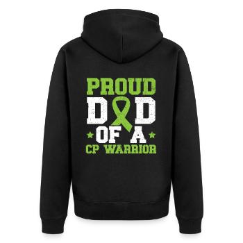 Stolzer Vater eines CP Warrior Zerebralparese Vaters - Unisex Premium Bio Zip Hoodie - Schwarz - Hinten - Nico (187cm)