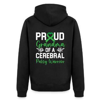Stolze Oma einer Zerebralparese Warrior Granny - Unisex Premium Bio Zip Hoodie - Schwarz - Hinten - Nico (187cm)