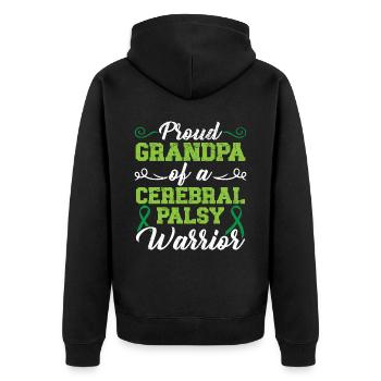 Proud Grandpa Of A Cerebral Palsy Warrior Gramps - Unisex Premium Organic Zip Hoodie - black - Back - Nico (187cm)