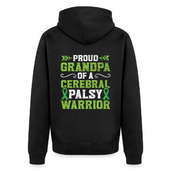 Proud Grandpa Of A Cerebral Palsy Warrior Gramps - Unisex Premium Organic Zip Hoodie - black - Back - Nico (187cm)