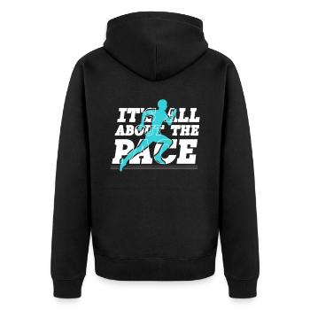 Tout tourne autour du pace marathon runners - Veste à capuche bio Premium Unisexe - noir - Dos - Nico (187cm)