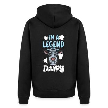 I'm A Legend Dairy Cow Whisperer Milk Farmer - Unisex Premium Organic Zip Hoodie - black - Back - Nico (187cm)
