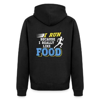 Je cours parce que j’aime beaucoup food Funny Runner - Veste à capuche bio Premium Unisexe - noir - Dos - Nico (187cm)
