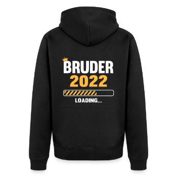 Bruder 2022 Loading - Unisex Premium Bio Zip Hoodie - Schwarz - Hinten - Nico (187cm)