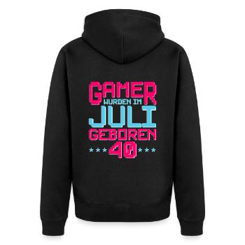 40. Geburtstag Juli Jahrgang 1982 Gamer - Unisex Premium Bio Zip Hoodie - Schwarz - Hinten - Nico (187cm)