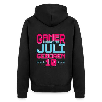 10. Geburtstag Juli Jahrgang 2012 Gamer - Unisex Premium Bio Zip Hoodie - Schwarz - Hinten - Nico (187cm)