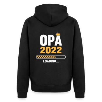 Opa 2022 Loading Schwangerschaftsankündigung - Unisex Premium Bio Zip Hoodie - Schwarz - Hinten - Nico (187cm)