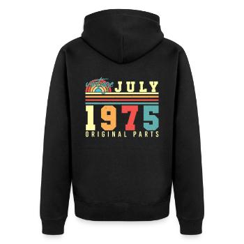 July 1975 Birthday greeting - Unisex Premium Organic Zip Hoodie - black - Back - Nico (187cm)