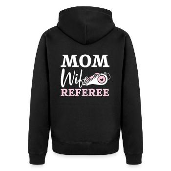 Mama Frau Schiedsrichter Spiel Offizieller Sportsgeist - Unisex Premium Bio Zip Hoodie - Schwarz - Hinten - Nico (187cm)