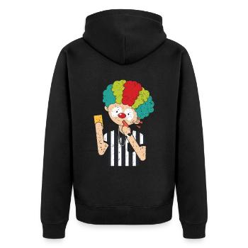 Clown Referee Game Offizieller Sportsmanship Whistle - Unisex Premium Bio Zip Hoodie - Schwarz - Hinten - Nico (187cm)