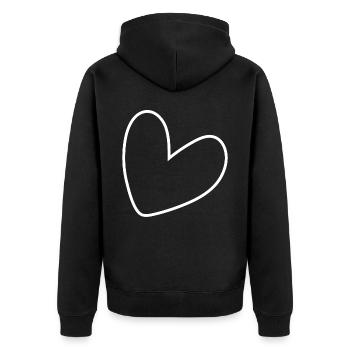 Simple White Heart - Unisex Premium Organic Zip Hoodie - black - Back - Nico (187cm)
