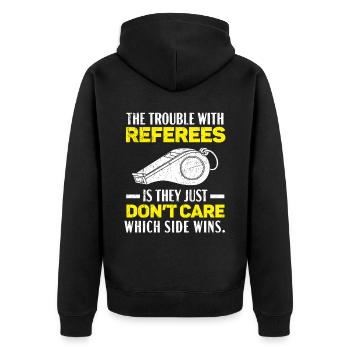 Stolzes Schiedsrichterspiel Offizieller Sportsgeistpfiff - Unisex Premium Bio Zip Hoodie - Schwarz - Hinten - Nico (187cm)
