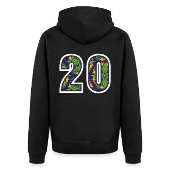 20 Zahl Grün - Unisex Premium Bio Zip Hoodie - Schwarz - Hinten - Nico (187cm)