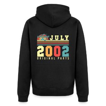 20th birthday in July 2002 - Unisex Premium Organic Zip Hoodie - black - Back - Nico (187cm)