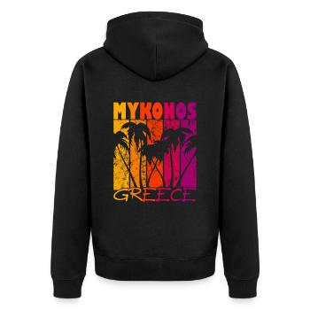 Mykonos Grèce Coucher de soleil - Veste à capuche bio Premium Unisexe - noir - Dos - Nico (187cm)