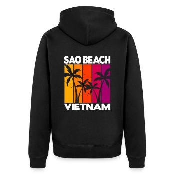 Sao Beach Vietnam - Unisex Premium Bio Zip Hoodie - Schwarz - Hinten - Nico (187cm)
