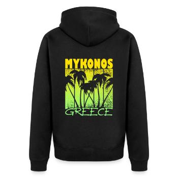 Mykonos Grèce Coucher de soleil - Veste à capuche bio Premium Unisexe - noir - Dos - Nico (187cm)