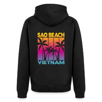 Sao Beach Vietnam - Unisex Premium Bio Zip Hoodie - Schwarz - Hinten - Nico (187cm)