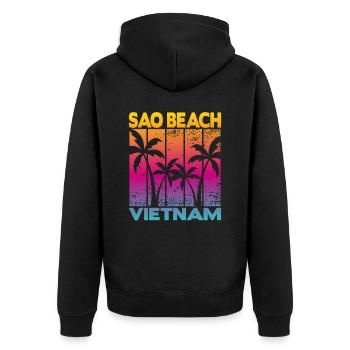 Sao Beach Vietnam - Unisex Premium Bio Zip Hoodie - Schwarz - Hinten - Nico (187cm)