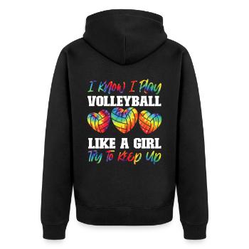 Joueuse de volleyball Team Girl Tie - Veste à capuche bio Premium Unisexe - noir - Dos - Nico (187cm)