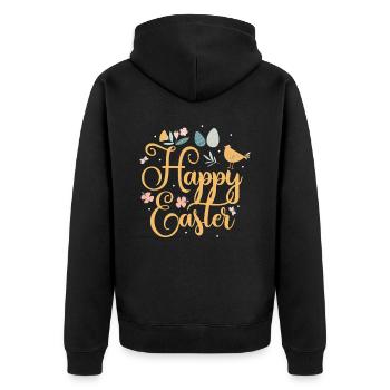 Joyeux Easter Easter Egg Dictons Lapin de Pâques - Veste à capuche bio Premium Unisexe - noir - Dos - Nico (187cm)