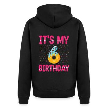 It's My 6th Birthday | Sprinkles Theme | - Unisex Premium Organic Zip Hoodie - black - Back - Nico (187cm)