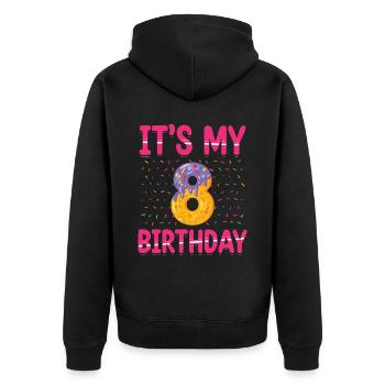 It's My 8th Birthday | Sprinkles Theme | - Unisex Premium Organic Zip Hoodie - black - Back - Nico (187cm)