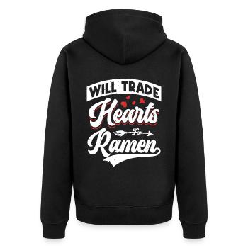 Échangez des cœurs contre des ramen | | amateur de ramen - Veste à capuche bio Premium Unisexe - noir - Dos - Nico (187cm)