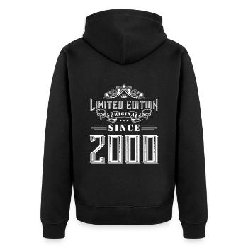 2000 limited edition - Unisex Premium Bio Zip Hoodie - Schwarz - Hinten - Nico (187cm)