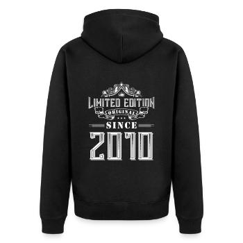 2010 limited edition - Unisex Premium Bio Zip Hoodie - Schwarz - Hinten - Nico (187cm)