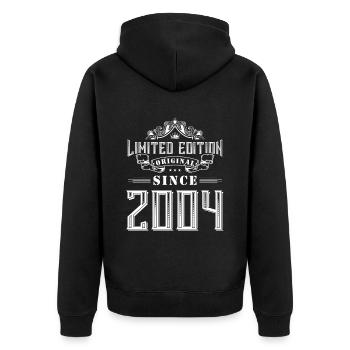 2004 limited edition - Unisex Premium Bio Zip Hoodie - Schwarz - Hinten - Nico (187cm)