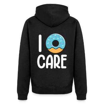 I Donut Care | Donut Lover Tshirt | Funny Donut - Unisex Premium Bio Zip Hoodie - Schwarz - Hinten - Nico (187cm)