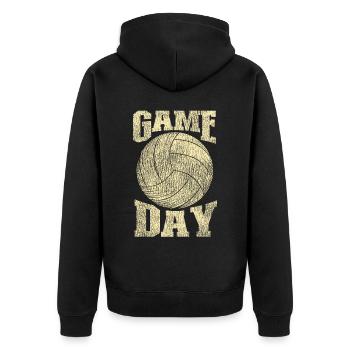 Volleyball Player Team Vintage - Unisex Premium Bio Zip Hoodie - Schwarz - Hinten - Nico (187cm)
