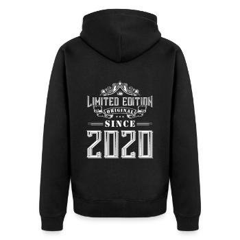 2020 limited edition - Unisex Premium Organic Zip Hoodie - black - Back - Nico (187cm)