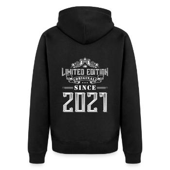 2021 limited edition - Unisex Premium Bio Zip Hoodie - Schwarz - Hinten - Nico (187cm)