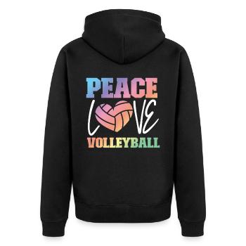 Joueur de volleyball Équipe Peace Love - Veste à capuche bio Premium Unisexe - noir - Dos - Nico (187cm)