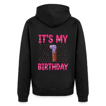 C’est mon 1er anniversaire | | du thème Sprinkles - Veste à capuche bio Premium Unisexe - noir - Dos - Nico (187cm)