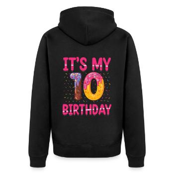 It's My 10th Birthday | Sprinkles Thematic - Unisex Premium Organic Zip Hoodie - black - Back - Nico (187cm)