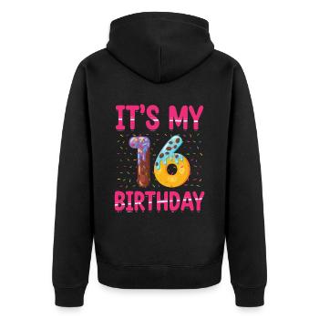 C’est mon 16e anniversaire | Saupoudrer des | à thème - Veste à capuche bio Premium Unisexe - noir - Dos - Nico (187cm)