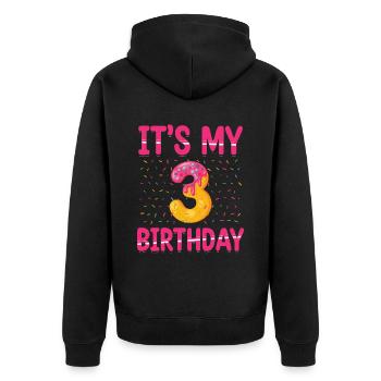 C’est mon 3e anniversaire | | du thème Sprinkles - Veste à capuche bio Premium Unisexe - noir - Dos - Nico (187cm)