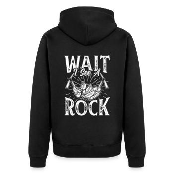 Waiting I See A Stone Geology Geologist Profession - Unisex Premium Organic Zip Hoodie - black - Back - Nico (187cm)