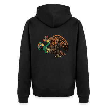 Quetzalcoatl Aztekische Gefiederte Schlange Adler - Unisex Premium Bio Zip Hoodie - Schwarz - Hinten - Nico (187cm)
