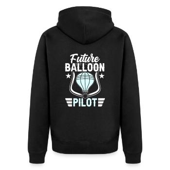 Future Balloon Pilot Balloon Flight Hot Air Balloon - Unisex Premium Organic Zip Hoodie - black - Back - Nico (187cm)