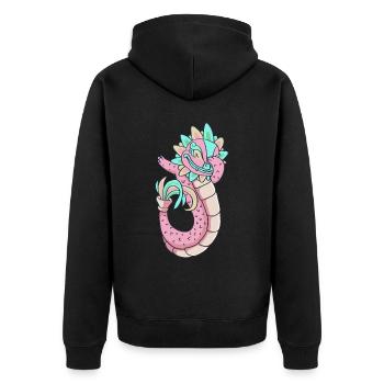 Tupfende Quetzalcoatl Aztekische Gefiederte Schlan - Unisex Premium Bio Zip Hoodie - Schwarz - Hinten - Nico (187cm)