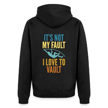 Stabhochspringer Für Stabspringen - Unisex Premium Bio Zip Hoodie - Schwarz - Hinten - Nico (187cm)